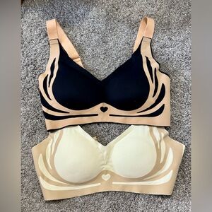 Super Gather Anti-Gravity Bra- set of 2- Black/cream-size XL